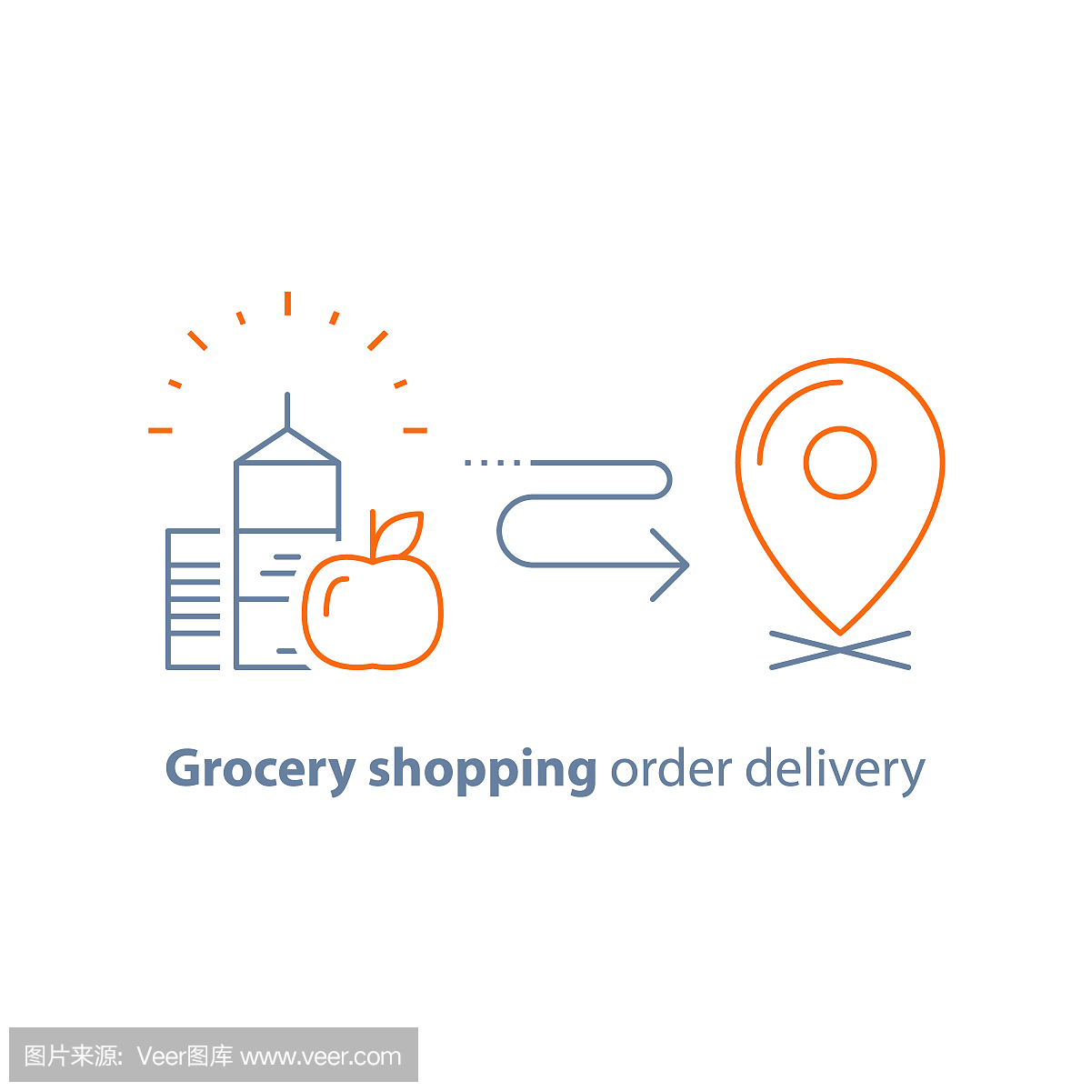 食品和饮料杂货订单,商店送货,线图标